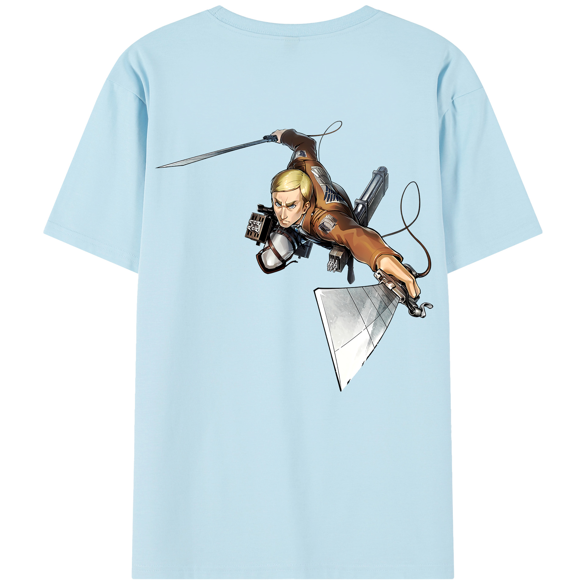 （画像用） 進撃の巨人 エルヴィン・スミス Attack on Titan Erwin Smith 綿100％半袖Tシャツ（背面プリント）